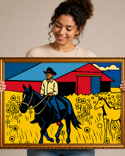 Countryside Cowboy – Framed Wall Art