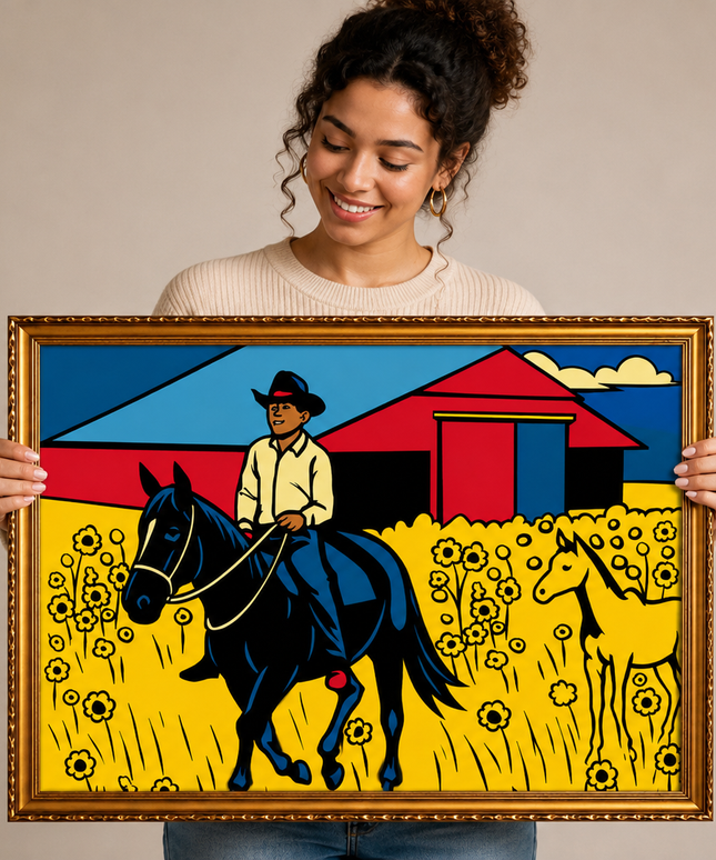 Countryside Cowboy – Framed Wall Art