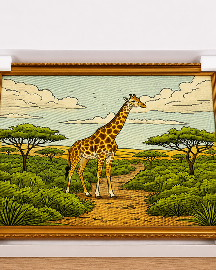 Golden Giraffe Safari – Framed Wall Art