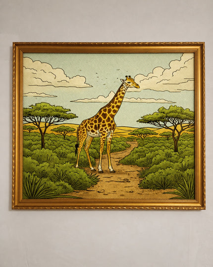 Golden Giraffe Safari – Framed Wall Art