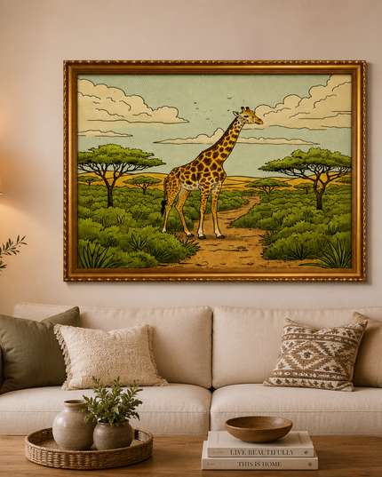 Golden Giraffe Safari – Framed Wall Art