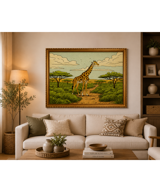Golden Giraffe Safari – Framed Wall Art