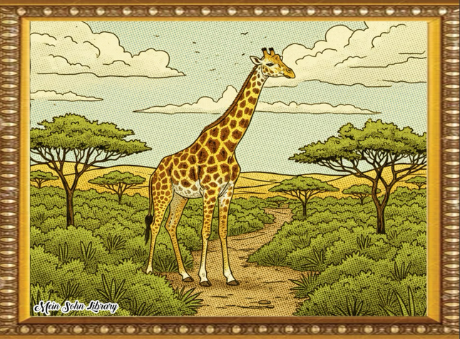 Golden Giraffe Safari – Framed Wall Art