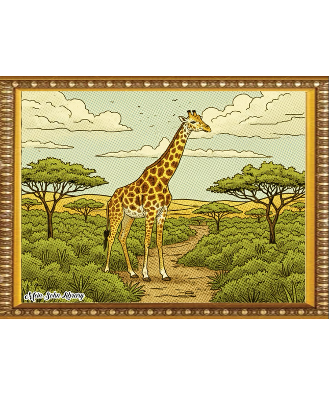 Golden Giraffe Safari – Framed Wall Art