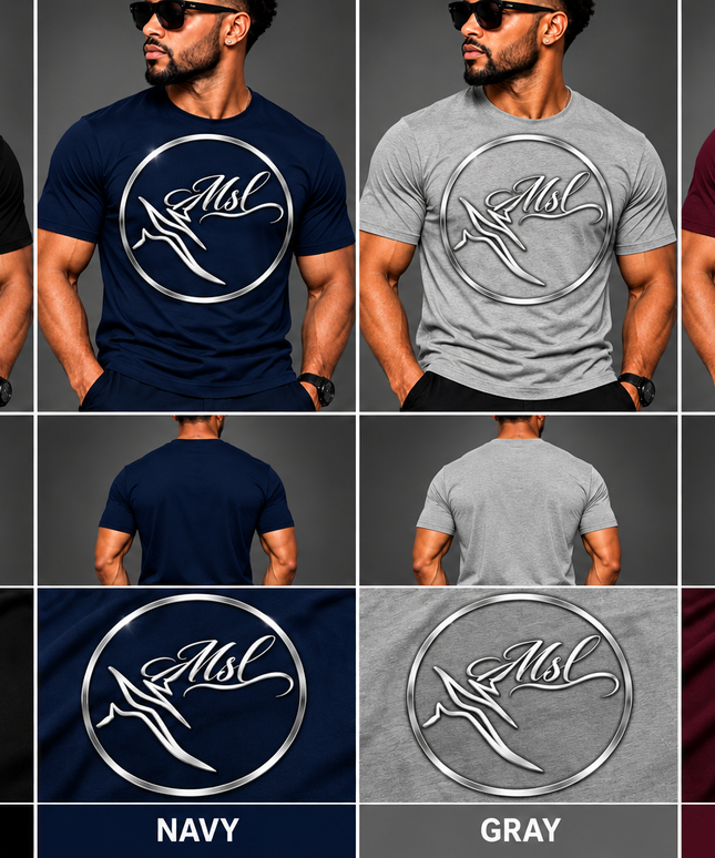 MSL Silver-Color Signature Graphic T-Shirt - all views
