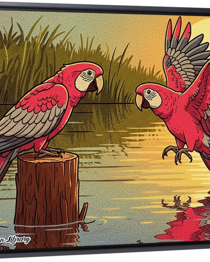 Sunset Parrot Harmony – Framed Wall Art